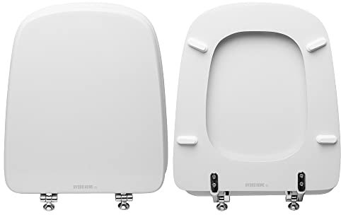 HYDRO HOME Ideal Standard Aero toilet seat as original, wooden toilet seat covered in polyester with fixed hinges, toilet seat in off-white colour. IS MADE in ITALY