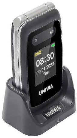 Uniwa V202T Senioren Telefon 4G - Akku – Bluetooth 5.0 - Kamera - Senioren Mobil - Senioren Handy - Mit SOS Nottaste – Klapptelefon - Große Tasten - Größere Symbole - 4G SIM - Dockingstation - Lu