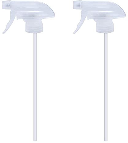 Cosywell Spray Bottle Mist Spray Stream Trigger Replacement Parts Spray Bottle Trigger Sprayer Bottle Nozzles With Pipes Fits 8 oz /16 oz 28/400 Round Neck Bottles Clear 2 Pcs (2PCS, Clear)