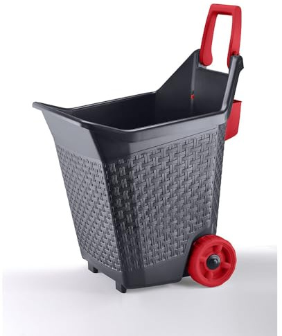 AC-Déco Chariot De Jardinage - L 59 X L 50 X H 72 Cm - Rouge Et Gris