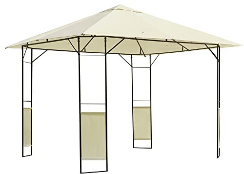 Outsunny Tonnelle Barnum pavillon de Jardin dim. 3L x 3l x 2,6H m métal époxy Toile Polyester Haute densité crème
