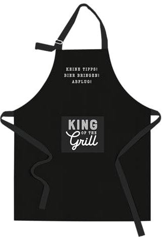 Grafik-Werkstatt Kochschürze |Schürze mit lustigem Spruch | King of the Grill, Schwarz