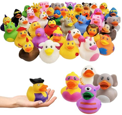 Assortment Rubber Duck Toy Duckies for Kids, Bath Birthday Gifts Baby Showers Classroom Incentives, Summer Beach and Pool Activity, 2 (10-Pack)