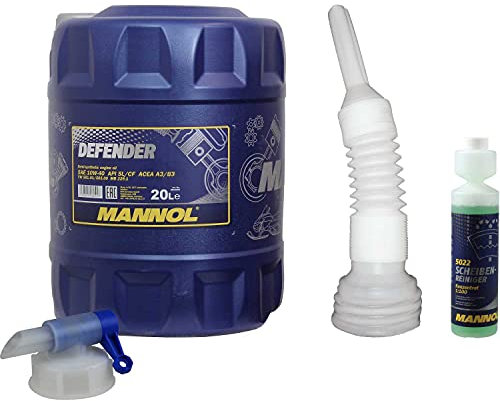 QR-Parts Set 20 Liter 85451608 CT4503 DIN61 5022 MN7507-20 MANNOL Scheibenreiniger Konzentrant 1:100 250ml Original Defender 10W-40 API SL/CF Motorenöl Auslaufhahn