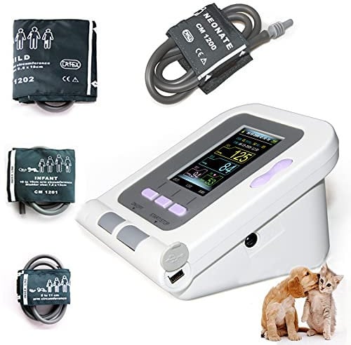 ZYLEDW Veterinär Elektronisches Blutdruckmessgerät, Elektronisches Blutdruckmessgerät für TiereOberarmBlutdruckmessgerät,Blutdruckmessgerät Für Die Hunde-/KatzenHaustierpflege 3 Manschette,