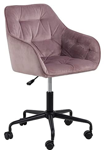 AC Design Furniture Bentley Schreibtischstuhl, H: 88,5 x B: 59 x T: 58,5 cm, Dusty Rose/Schwarz, Samt/Metall, 1 Stk.