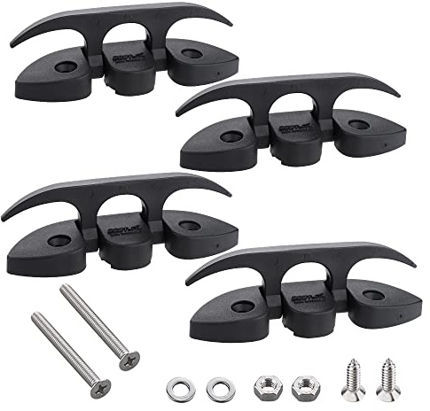 4 Pcs 5 Folding Cleat, Flip-up Dock Cleat. Marine Grade Nylon, Black