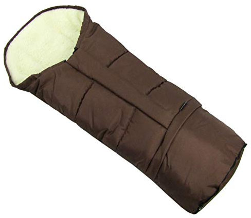 BambiniWelt by Rafael K. Winterfußsack – universaler Fußsack für Kinderwagen, Buggy & Schlitten in Mumienform – Lammwolle, größenverstellbar (90–110 cm), warm, waschbar & windabweisend (braun)