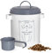 Sendez Tarro de comida seca con tapa y cuchara, lata de Mettaldose para animales, caja de comida para gatos, almacenamiento de alimentos para gatos