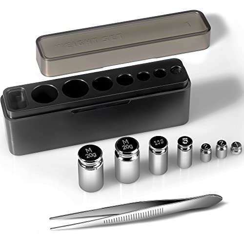 UNIWEIGH Calibration Weight Set, 7pcs 1-60g Calibration Gram Scale Weights Kit, Small Test Weight for Digital Scale Balance, Includes: 1g*1, 2g*2, 5g*1,10g*1, 20g*2,1 Piece Tweezers