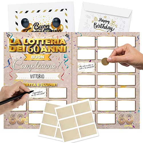Regalo 60 Anni Uomo Donna - Gioco Gratta e Vinci Personalizzato - Scherzi Regali Divertenti