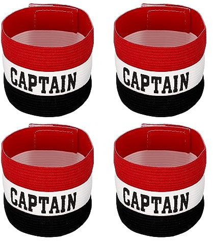 PATIKIL Captain's Armband, 4 Pack Elastic Arm Band for Soccer Team Training, Black White Red