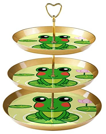 JAVENPROEQT Piatti da dessert in plastica gialla a 3 livelli, piatto da portata per compleanni, feste di tè, baby shower e decorazioni di nozze