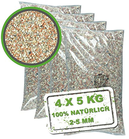 MeineHennen Mineralgrit 4X 5kg 2-5mm Körnung Muschelgrit, Hühnergrit, Pickstein für Hühner, Gritstein, Futterkalk zur Förderung von stabileren Eierschalen, Knochen und Federn