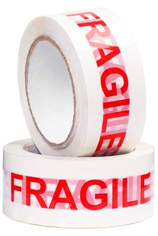 isupli 6-Pack Fragile Parcel Packaging Tape 48mm x 66m, Heavy Duty Strong Adhesive Cello Tape for Bubble Wrap, Dog Toys, and Bubble Wrap Roll Applications