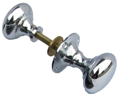 DISCOUNT HARDWARE UK Polished Brass and Chrome Victorian Mushroom Rim Door Knobs 50mm (Chrome)