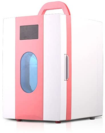 BLUNOA 10 L Mini Fridge With Window Portable Small Refrigerator With Cooling And Warming Quiet Travel Compact Box Freezer For Cars, Homes, Offices, And Dorms AC/DC Powered (Color : Pink)
