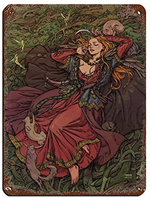 Freyja Göttin Poster Freya Goddess Retro Kunst Poster (7) Retro Poster Metall Blechschild Chic Art Retro Eisen Malerei Bar Menschen Höhle Cafe Familie Garage Poster Wanddekoration 30 x 40 cm