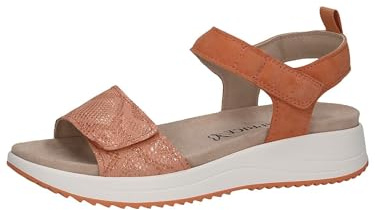CAPRICE Damen Sandalen flach aus Leder mit Klettverschluss, Orange (Orange Comb), 39 EU