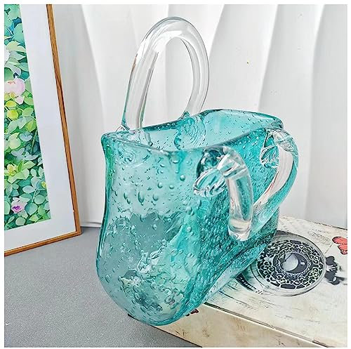 Vase Taschenform Glas, FüR Dekoration Kreative Bubble Moderne Kunst Blumenvasen Glass Bag Vase, FüR Heimdekoration,Style2-Green