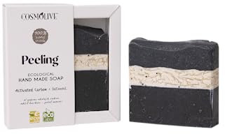 Cosmolive Ökologische 100% handgefertigte feste Seife, 100 g (Peeling, Aktivkohle und Haferflocken)