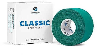 Sportacular Gear Sporttape Classic 3,8cm x 10m | versch. Farben und Mengen | starres, nicht elastisches Tape | wasserabweisend, hautfreundlich, Baumwolle (1 Rolle, grün)