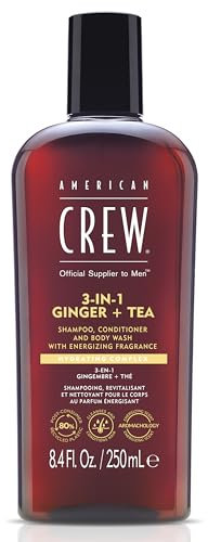 AMERICAN CREW – 3-in-1 Ginger & Tea Shampoo, Conditioner & Body Wash, 250ml, Pflegeshampoo und Duschgel für Männer, Produkt für die tägliche Reinigung von Körper und Haar