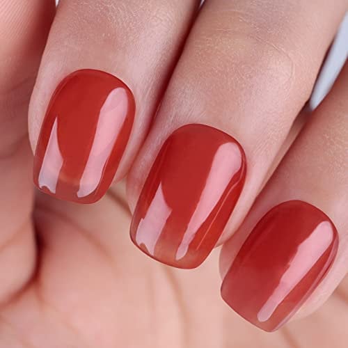 Imtiti Jelly UV Gel Nail Polish, 15 ml Amber Red Transparent Gel Nail Polish UV LED Soak Off Nail for Autumn and Winter