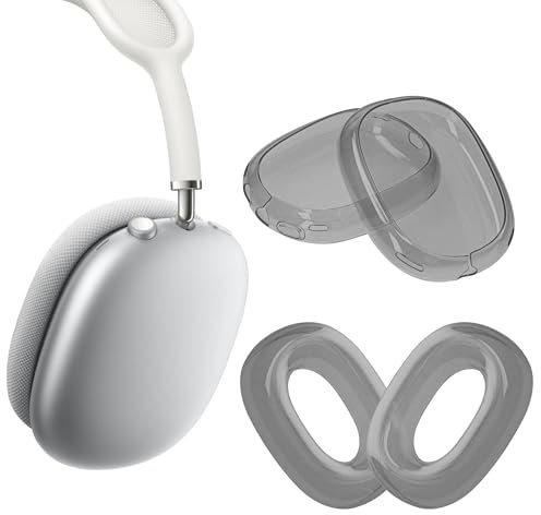 kwmobile 2in1 Set Hülle kompatibel mit Apple AirPods Max Cover - TPU Silikon Kopfhörer Case - Schutzhülle beidseitig in Transparent Schwarz