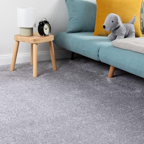 Steffensmeier Teppichboden Korsika Meterware | Auslegware für Kinderzimmer Wohnzimmer Schlafzimmer | Silber, Größe: 500x600 cm