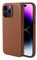 Synchro Leather Case for iPhone 15 Pro (2023) Compatible with MagSafe, Stylish Litchi Grain Cowhide Leather Phone Case with Protective Soft Lining 6.1 Inch (Brown)