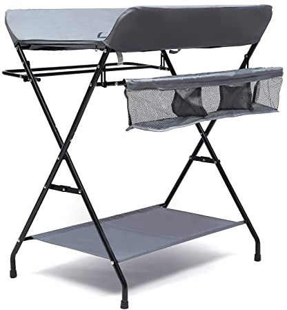 Baby Wickelkombi - Klappbare Wickelkommode, Mobiler Wickeltisch mit Wickelauflage, Wickeltisch Klappbar für Baby bis 15kg