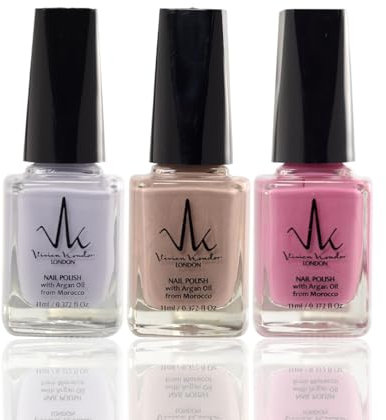 Argan Care Nail Polish Trio Vegan Friendly Long lasting Chip Resistant Shiny Nail Paints - Lilac Mauve, Lilac Whispers, Crushed Raspberry