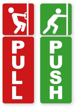 Aufkleber PULL PUSH Premium Sticker Schild Tür Eingang Hinweis Rot Grün Witterungs- und UV-Beständig