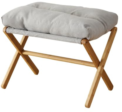 Uptyia Fußhocker für Wohnzimmer, klappbar faltbar, niedriger Hocker mit weichem Kissen, Hocker zum Wechseln von Schuhen, 54 x 34 x 36 cm, pessimistisch