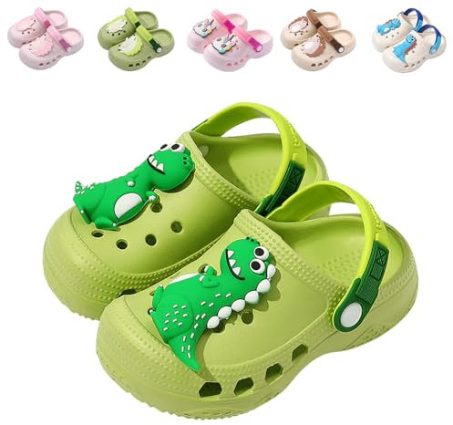 Kids Clogs Toddler Boys Girls Dinosaur Clogs Children Garden Shoes Beach Pool Shower Green 8.5-9 UK Label Size 170