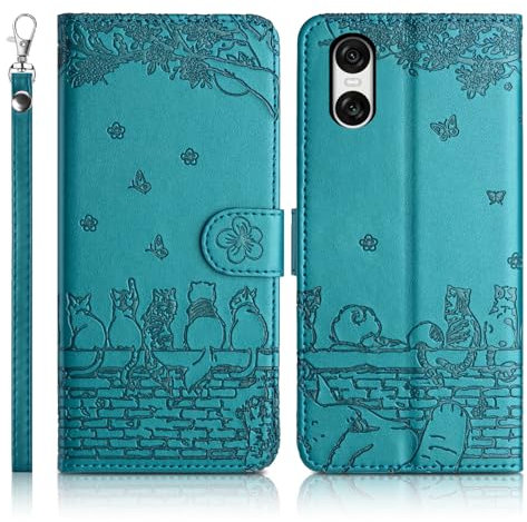 Succtopy Cover per Sony Xperia 10 VI Flip Caso in PU Pelle Premium Portafoglio Custodia [Protezione Completa] [Slot Scheda] [Kickstand] Blu