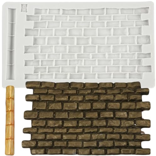 MINFEIDMS Castle Brick Wall Texture Fondant Mould Brick Wall Silicone Mould | Cake Decorating Cupcake Topper Candy Polymer Clay Chocolate Gum Paste