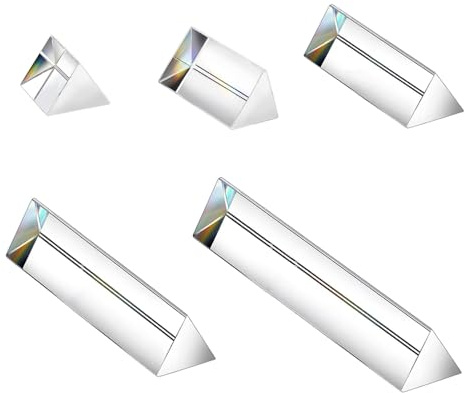 SEIWEI 5Stück k9 Kristall Optisch Glas Dreieckular Prism Klares Prism für Fotografieeffekte Physikalunterricht Licht Spektrum Optik Kit (30mm+50mm+100mm+150mm+200mm)