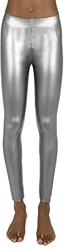 JOPHY & CO. Leggings Donna Bielastico Ecopelle, Colori opachi (cod. 9806) (Argento, S)