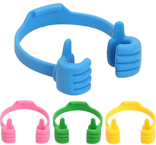 ENNSOO Adjustable Thumbs up Lazy Cell Phone Stand for Desk, Portable Cell Phone Stand for iPhone iPad Huawei, Cool Gadgets Fun Gifts for Teenager Boys (Multi Colors, 4PCS)