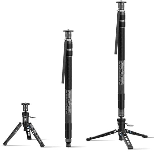 SIRUI Carbon Fiber Monopod, 57 Camera Monopod with Pedal, Rapid Monopod with Feet, One-Step Height Adjustment with Twist Lock, Compact Travel Monopod, Max Load 22lbs/ 10kg