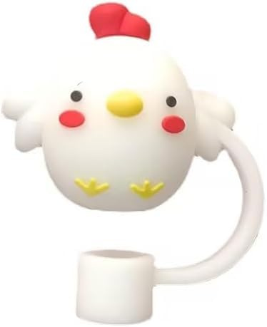 White Chick Cover for Stanley 40&30 Oz Cup,8mm Silicone Covers Cap for Stanley Cup Accessories,Cute Topper for Tumblers,Straw Cap Stopper for Reusable Straws Tip Lids,Straw Cap