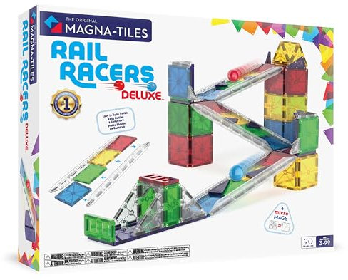 MAGNA-TILES® Rail Racers Deluxe 90-Piece Magnetic Construction Set, The Original Magnetic Building Brand