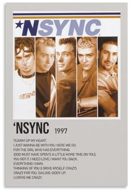 YRAEYWAER NSYNC Poster von 1997, ästhetische Dekoration, Wohnzimmer, modern, Familie, Schlafzimmer, Wohnzimmer, Wandkunst, Dekoration, Poster, 20 x 30 cm, ungerahmter Stil