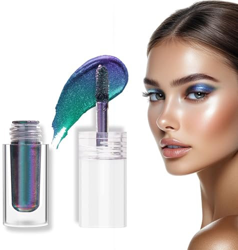 Lilbitty Glitzer Lidschatten Türkis Flüssig Multichrome Lidschatten Langanhaltend Metallisch Chamäleon Augen Schatten Wischfest Holographischer Augen Topper Glitzer, Morgendämmerung