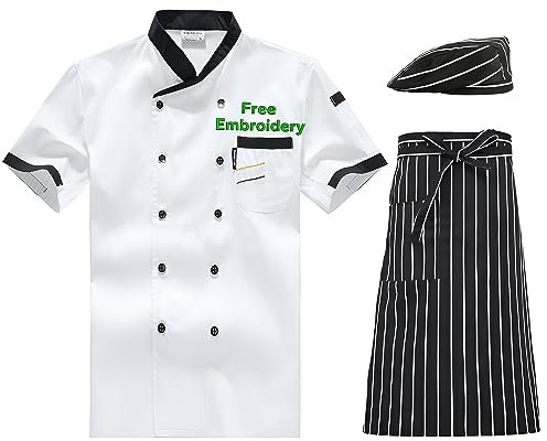 Chaqueta De Chef Personalizada Chaqueta De Chef De Manga Corta Para Hombre Uniforme De Chef De Cocina Personalizado Conjunto De Delantal Y Gorro De Chef