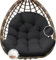 joomie Egg Swing Chair Cushion Replacement Waterproof 120x84x18 cm Thicken Outdoor Patio Hanging Basket Chair Cushions Removable Pad with Ties for Garden Cocoon Egg Hammock Chair, Black