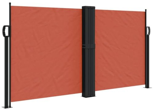 Homvdxl 600x120cm Doppel-Seitenmarkise einziehbar, breit Seitenmarkise klappbar Sichtschutz Sichtschutzzaun für Garten, Deck, Terrasse, Pool, Balkon, Orange