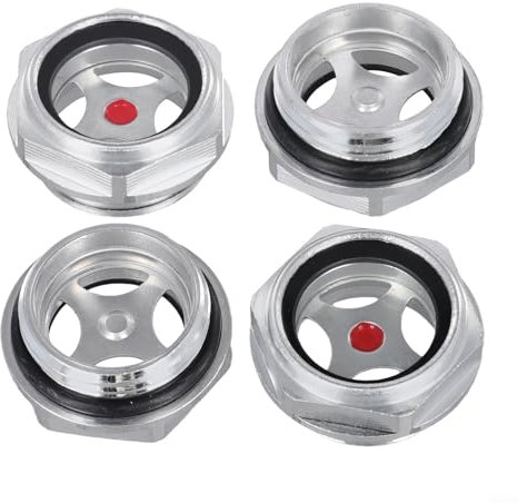 Juego de 4 lentes de visión de aceite para compresor de aire, rosca NPT de 1 pulgada, diseño de aluminio y vidrio templado para visibilidad de aceite y gas